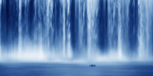 高山流水瀑布山水图