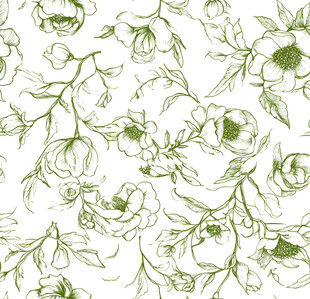 绿色花卉图案 清新雅致