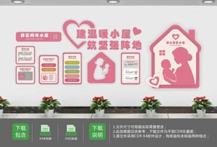 粉色母婴妈咪小屋文化墙社区建设