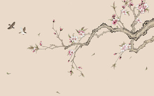 新中式海棠花鸟画