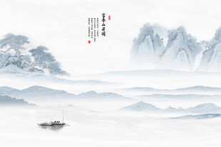 国画山水背景墙