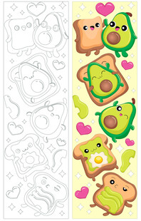 牛油果水果面包甜品店卡通插画