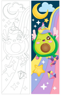 牛油果彩虹星星月亮条幅卡通可爱