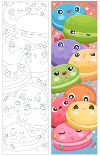 马卡龙蛋糕点心店铺条幅插画