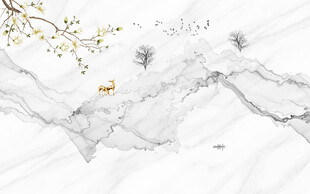 中式水墨画大理石背景墙