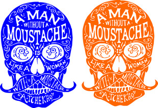 骷髅图案的个性胡子文字设计