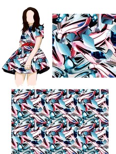 时尚几何图案连衣裙面料