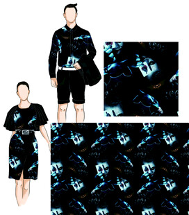 时尚黑底图案服饰套装