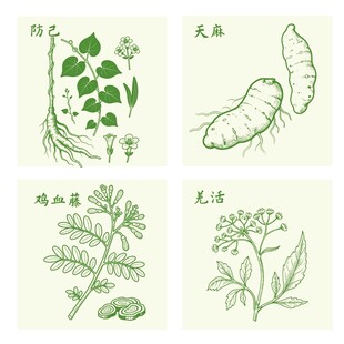 防己天麻鸡血藤羌活草药植物