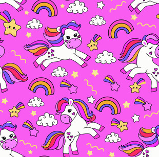 梦幻独角兽粉色卡通图案
