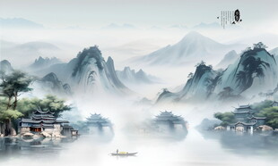 山水意境中国风水墨画
