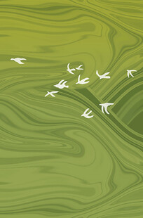 绿波上的飞鸟群装饰画