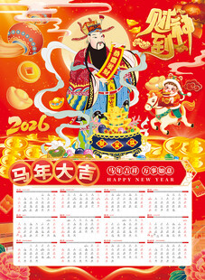 财送到 挂历 马年 新春 年历
