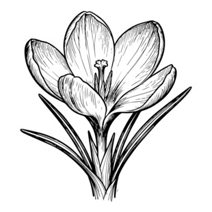 番红花线描图 矢量图