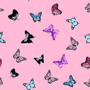 粉色背景多彩蝴蝶图案