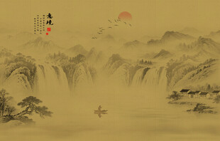 国画水墨山水古风风景画