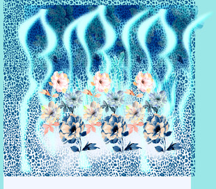 梦幻蓝调花卉图案设计