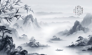 新中式水墨山水画