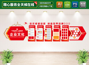 红色企业文化墙