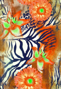 抽象花卉斑马纹艺术图案