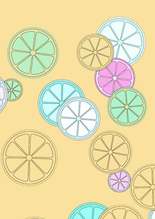 多彩柠檬切片图案背景