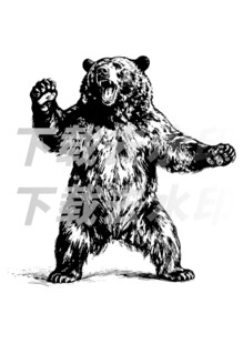 矢量手绘线描黑熊