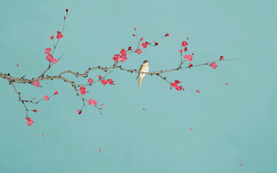 新中式工笔花鸟梅花背景墙装饰画