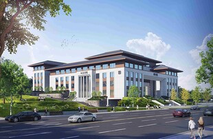 现代中式风格办公楼外观