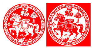 马上有福剪纸窗花