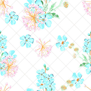清新手绘花卉无缝图案