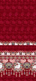 红色民族风花纹装饰图案汉服