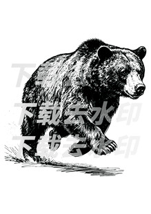 矢量手绘线描黑熊图
