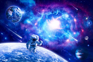 梦幻宇宙星云太空宇航员星球背景