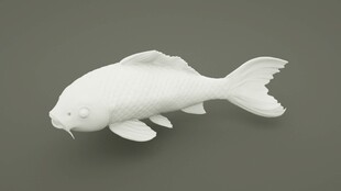 白色陶瓷金鱼摆件