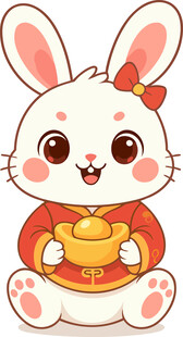 可爱福兔送元宝