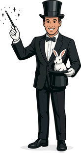 优雅魔术师手持魔杖表演