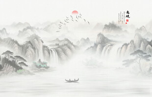 意境水墨山水画