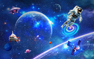 银河星球外太空宇宙卫星背景