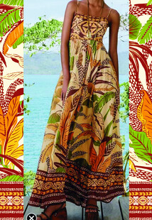 非洲风印花长裙模特展示