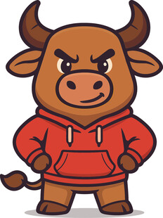 穿红衣的愤怒卡通公牛