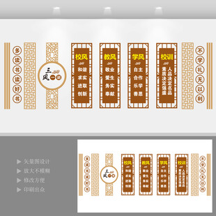 三风一训校园文化墙 