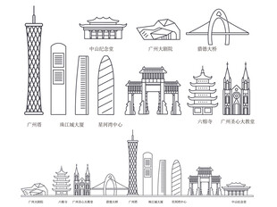 广州广东羊城粤建筑城市旅游剪影