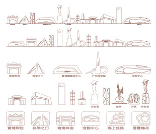 多样建筑与景观线稿素材