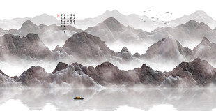 简约水墨山水画背景墙