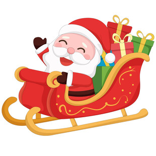 圣诞老人开雪橇车冬季圣诞节插画