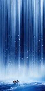 高山流水瀑布山水图