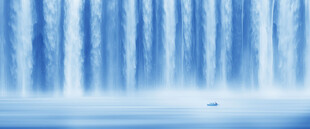 瀑布山水风景画