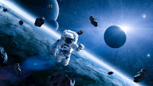 银河宇宙星球宇航员太空陨石背景