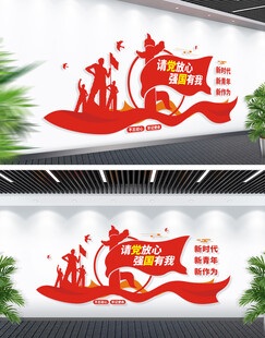 请党放心强国有我文化墙