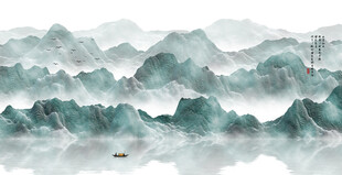 新中式水墨山水画